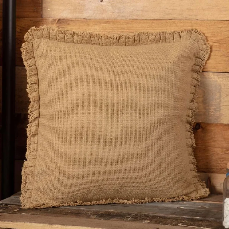Cotton Pillows for Natural ComfortBurlap Natural Pillow w/ Fringed Ruffle 18x18 VHC Brands