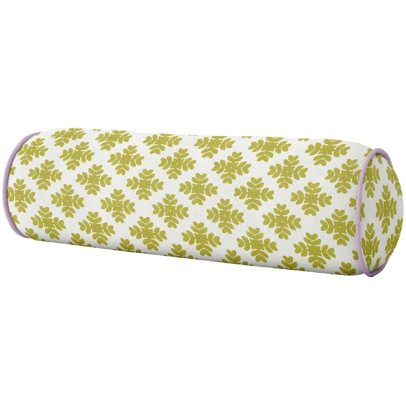 Cooling Pillows for Hot SleepersBrushstrokes Citrine with Light Pink Piping Round Bolster Pillow