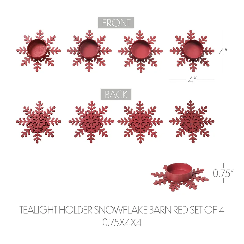Bed skirts with a herringbone pattern for a sophisticated lookTealight Holder Snowflake Barn Red Set of 4 0.6x4.13x4.13 Bed skirts with a herringbone pattern for a sophisticated lookTealight Holder Snowflake Barn Red Set of 4 0.6x4.13x4.13