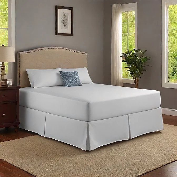 Bed skirts with a bohemian - inspired patternBed Skirt Solid White Egyptian Cotton 10 Inches Drop 1000TC