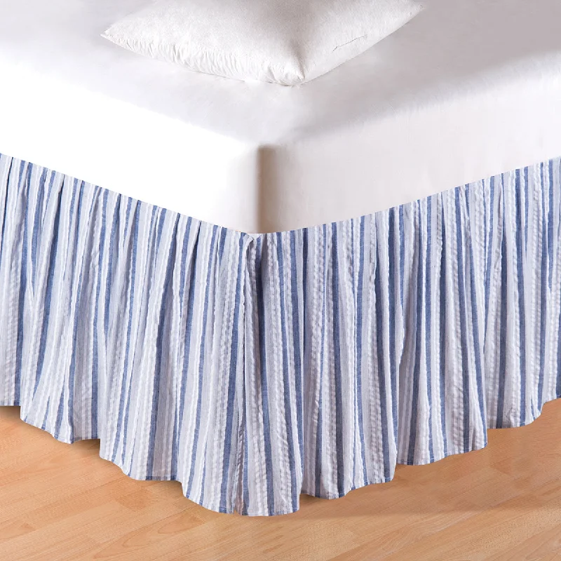 Bed skirts with a herringbone pattern for a sophisticated lookNantucket Stripes Bed Skirt