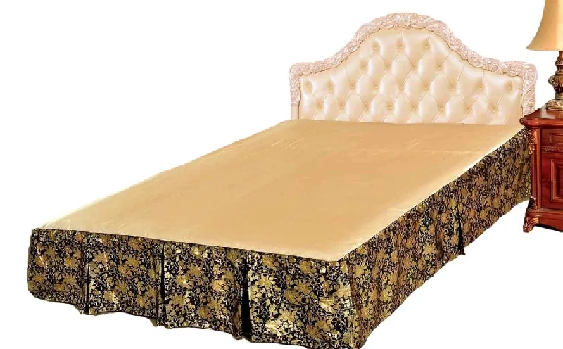 Bed skirts with a contemporary styleTache Spring Blooms Black Golden Floral Royal Pleated Tailored Platform 14" Bed Skirt Dust Ruffle (BSK-989L)