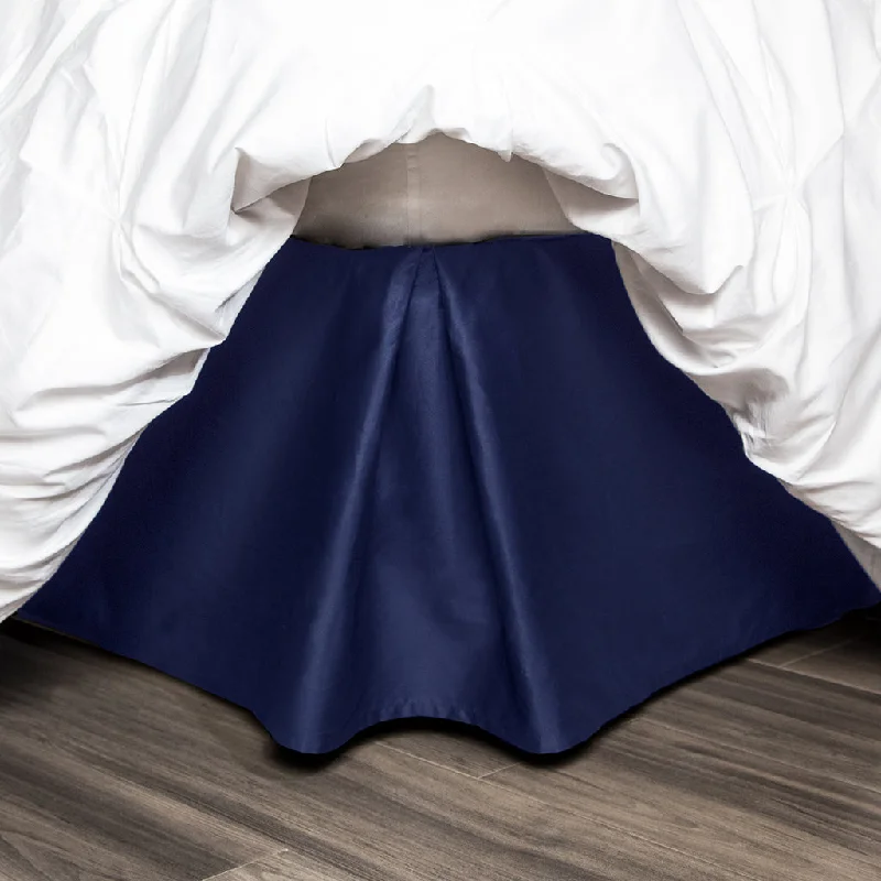 Queen - size bed skirts with ruffled edgesThe Navy Blue Pleated Bed Skirt