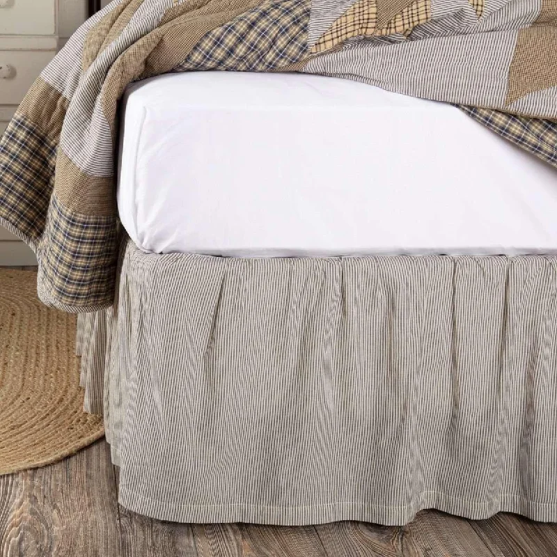 Bed skirts with a retro - style patternDakota Star Farmhouse Blue Ticking Stripe Bed Skirts VHC Brands Bed skirts with a retro - style patternDakota Star Farmhouse Blue Ticking Stripe Bed Skirts VHC Brands