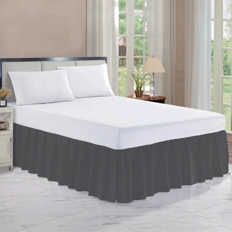 Bed skirts with a mermaid - themed printDark Grey Gathered Bed Skirt Solid-Bliss