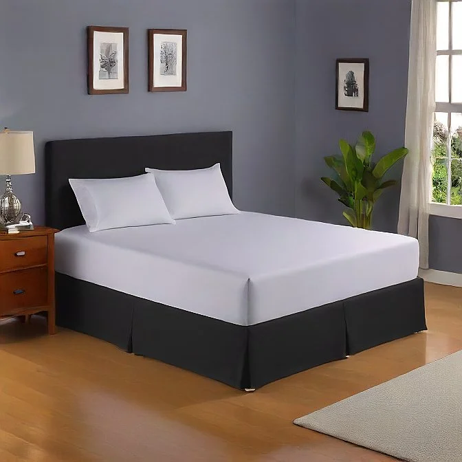 Bed skirts with a mermaid - themed print12 Inches Drop Bed Skirt Solid Black Egyptian Cotton 1000TC