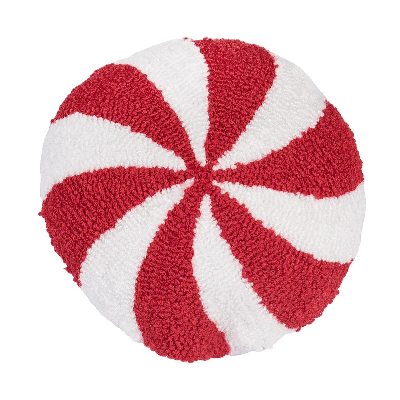 Decorative Pillows for Living Room MakeoverRound Peppermint Hooked Mini Pillow