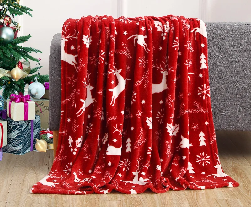 Disney character themed kids blankets​Queen - size blankets for standard - sized bedsElegant Comfort 50" x 60" Holiday Velvet Plush Blanket Throw - 50 x 60 inches