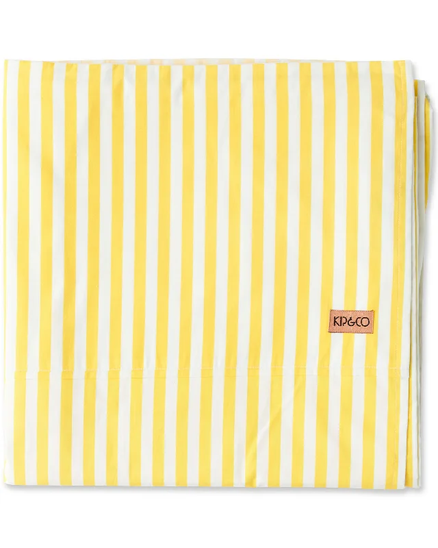 Wrinkle - Free Polyester Sheets for a Low - Maintenance BedLimoncello Stripe Organic Cotton Flat Sheet