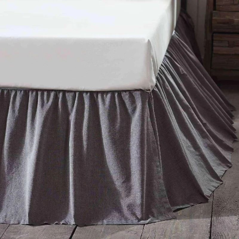 California king bed skirts for a larger bedBlack Chambray Bed Skirts Charcoal, Creme VHC Brands California king bed skirts for a larger bedBlack Chambray Bed Skirts Charcoal, Creme VHC Brands