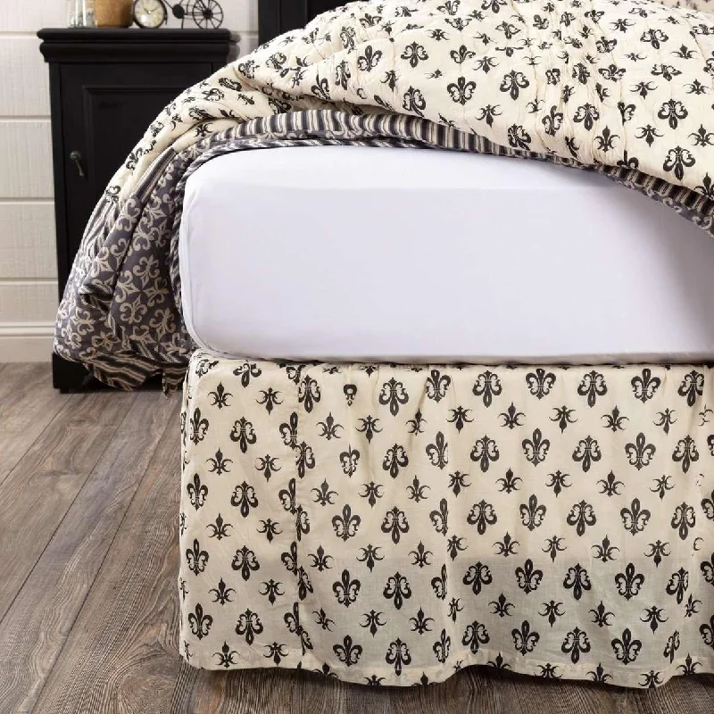 Bed skirts with a tie - back design for adjustabilityElysee King Bed Skirt 78x80x16 Creme, Raven VHC Brands