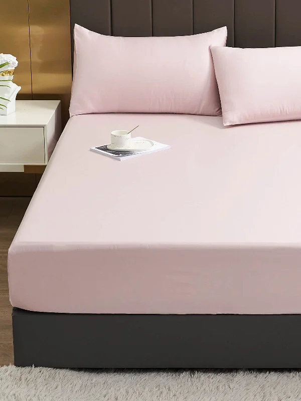 Rayon - Cotton Sheets for a Breathable and Soft BlendPowder Pink Solid Color TENCEL™ Lyocell Fitted Sheet