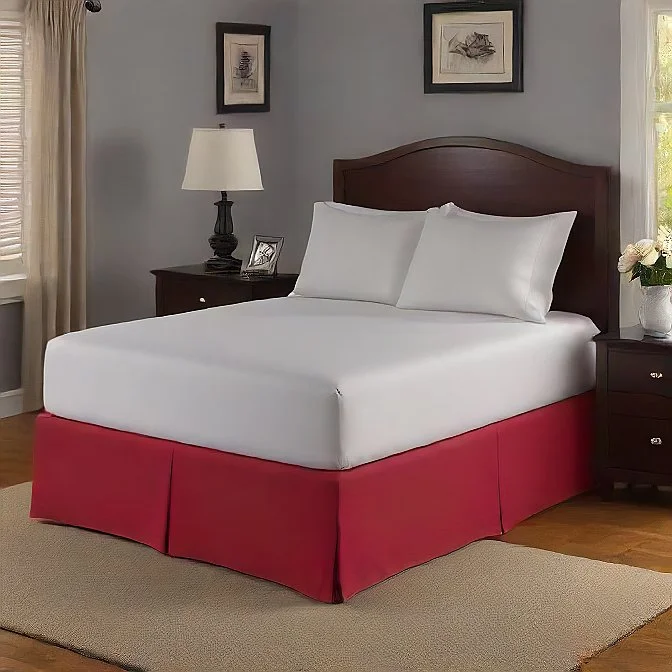Cotton bed skirts for a soft and breathable look11 Inch Drop Bed Skirt Red Egyptian Cotton 1000TC