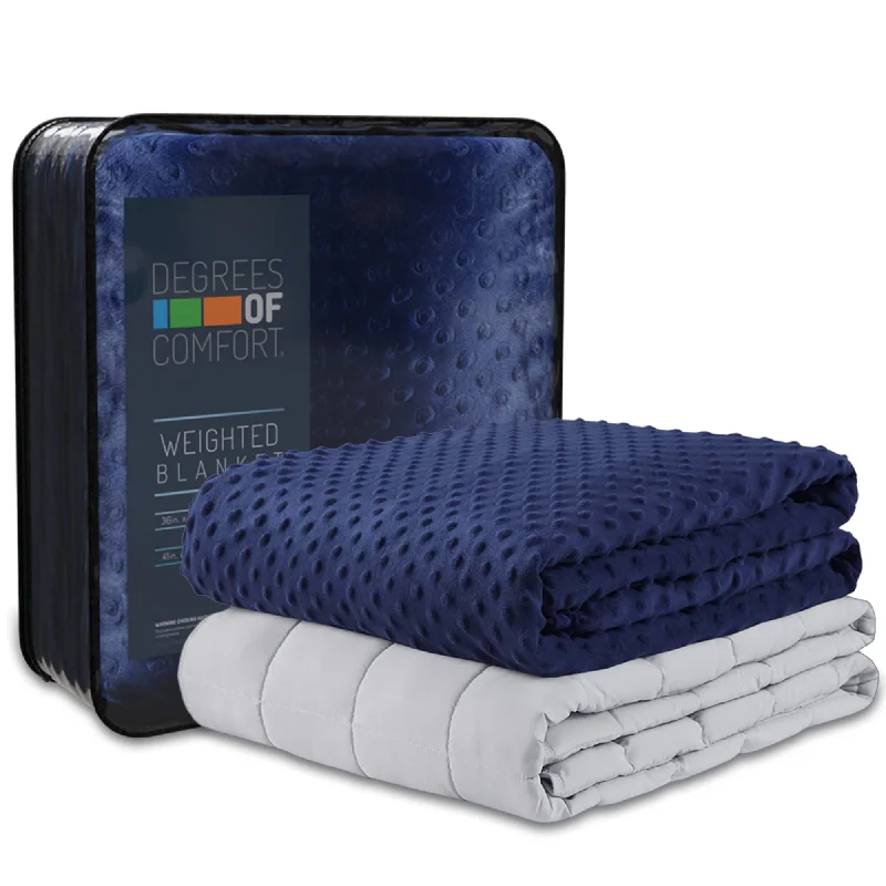 Ultra - soft minky baby swaddle blankets​Microfiber blankets that are durable and easy to care forDegrees of Comfort Coolmax Weighted Blanket with Washable Cover Twin Size | 1 x Cozyheat Minky Plush Cover Included, Micro Glass Beads Technology | 48x72 12 lbs Navy