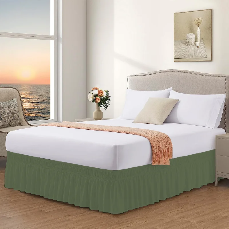 Bed skirts with a tie - back design for adjustabilityMoss Wrap Around Bed Skirt Solid Comfy Sateen Bed skirts with a tie - back design for adjustabilityMoss Wrap Around Bed Skirt Solid Comfy Sateen