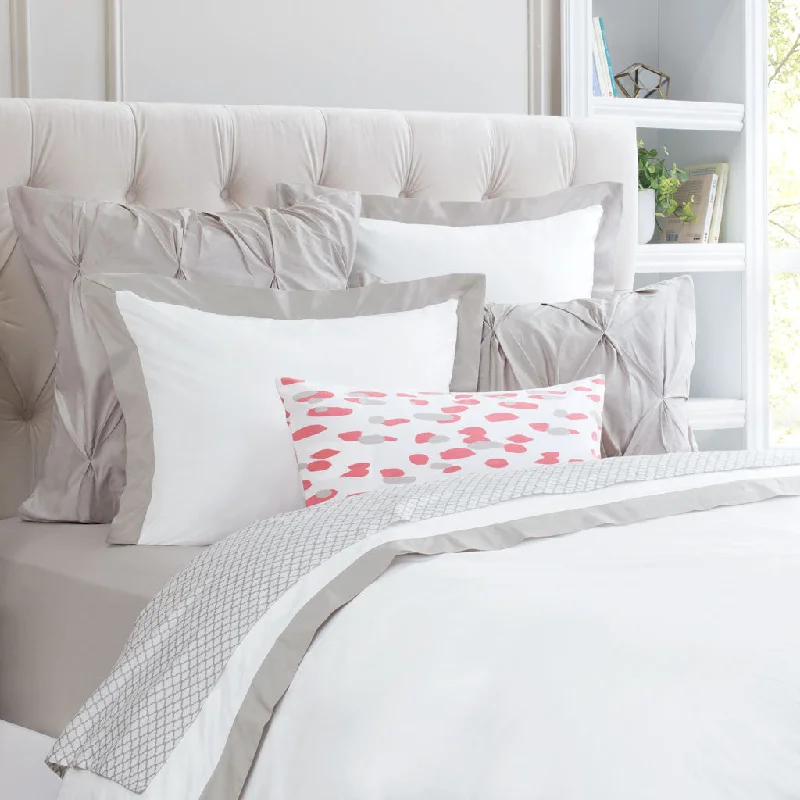 Queen - Size Sheet Sets with a European Pillowcase SetThe Linden Dove Grey Border