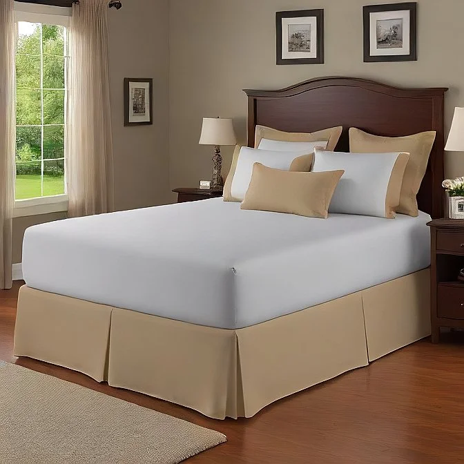 Bed skirts with a child - friendly print9 Inch Drop Bed Skirt Sand Egyptian Cotton 1000TC
