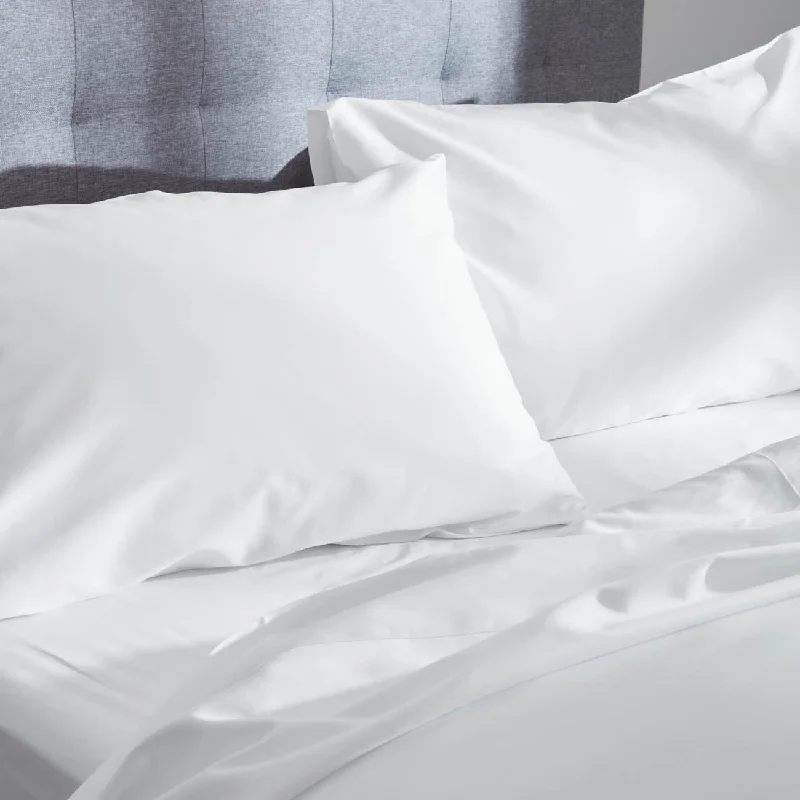 Twin - Size Sheet Sets with a Pillow ProtectorOrganic Cotton Sateen Fitted Sheet - Snow White