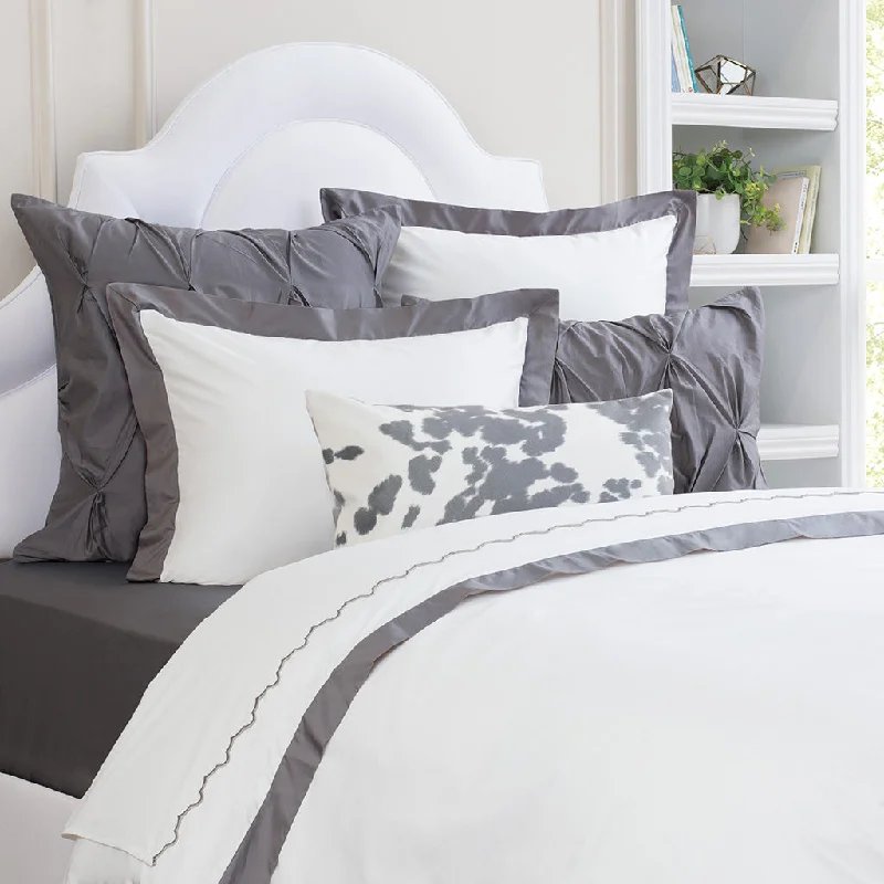 Hypoallergenic Silk Sheets for Sensitive SleepersThe Linden Charcoal Grey Border