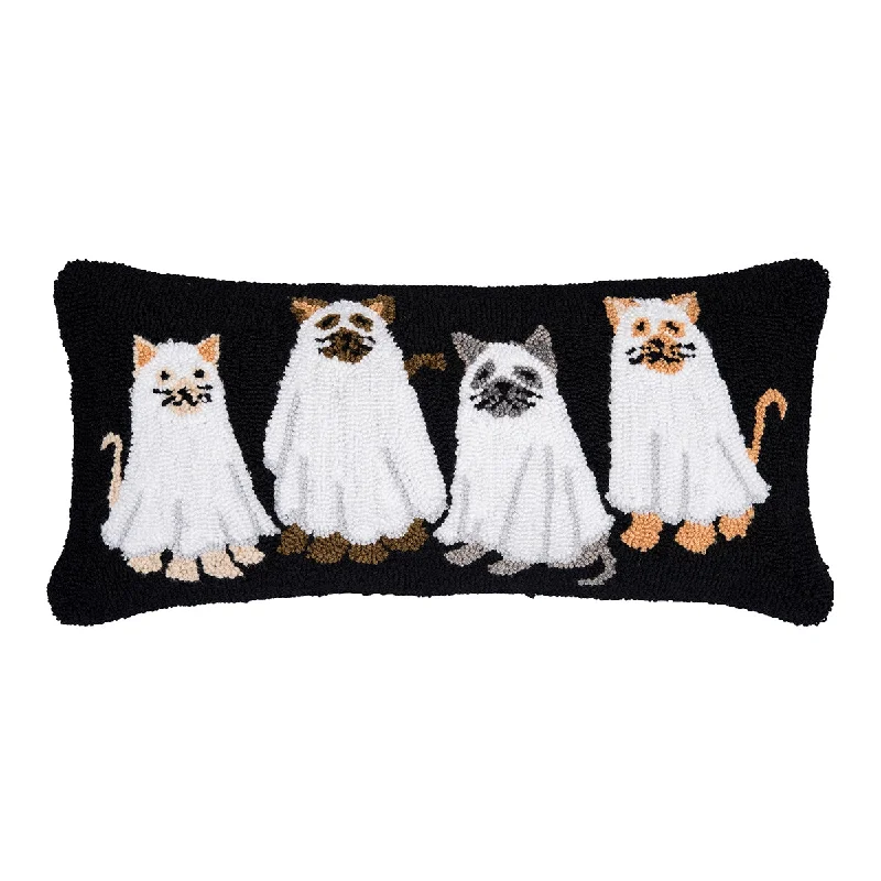Adjustable Pillows for Customized ComfortGhost Cats Hooked Pillow