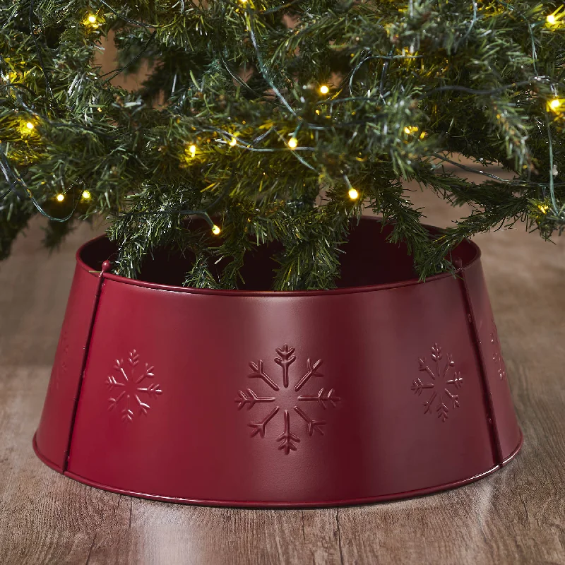 Bed skirts with a soft fleece lining for added comfortSnowflake Christmas Tree Collar Metal Burgundy 8x20x20