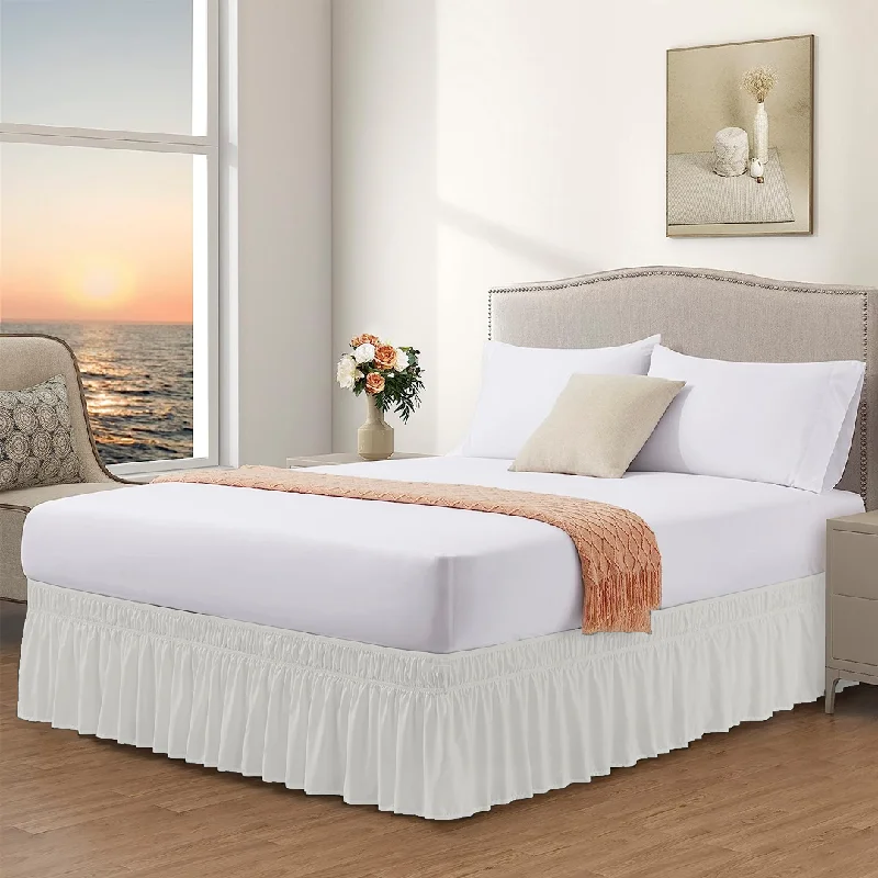 Bed skirts with a retro - style patternIvory Wrap Around Bed Skirt Solid Comfy Sateen