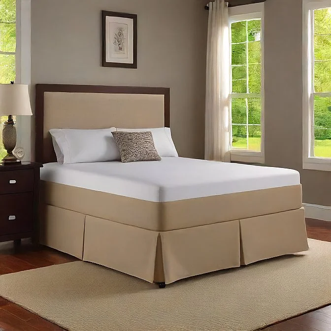 Bed skirts with a modern art - inspired print12 Inches Drop Bed Skirt Solid Beige Egyptian Cotton 1000TC