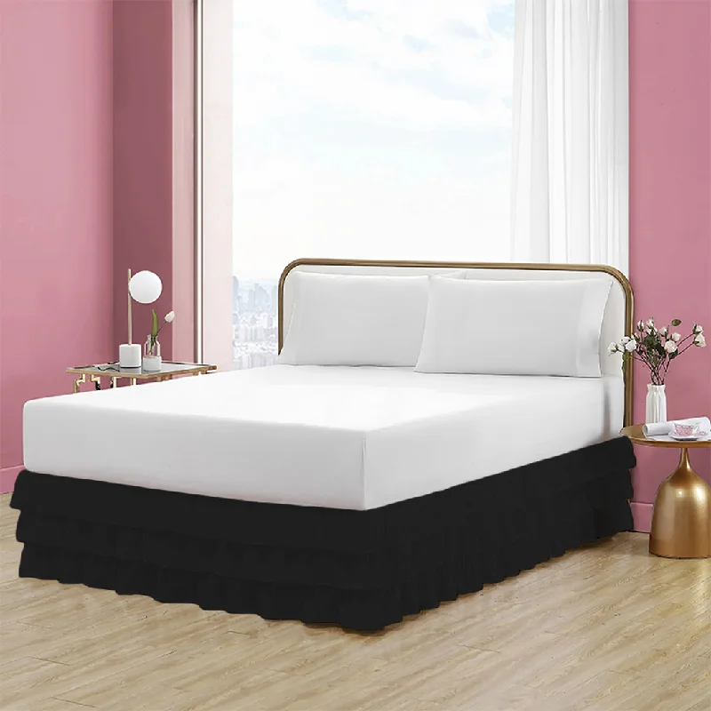 Bed skirts with a herringbone pattern for a sophisticated lookBlack Multi Ruffle Bed Skirt Bliss Solid