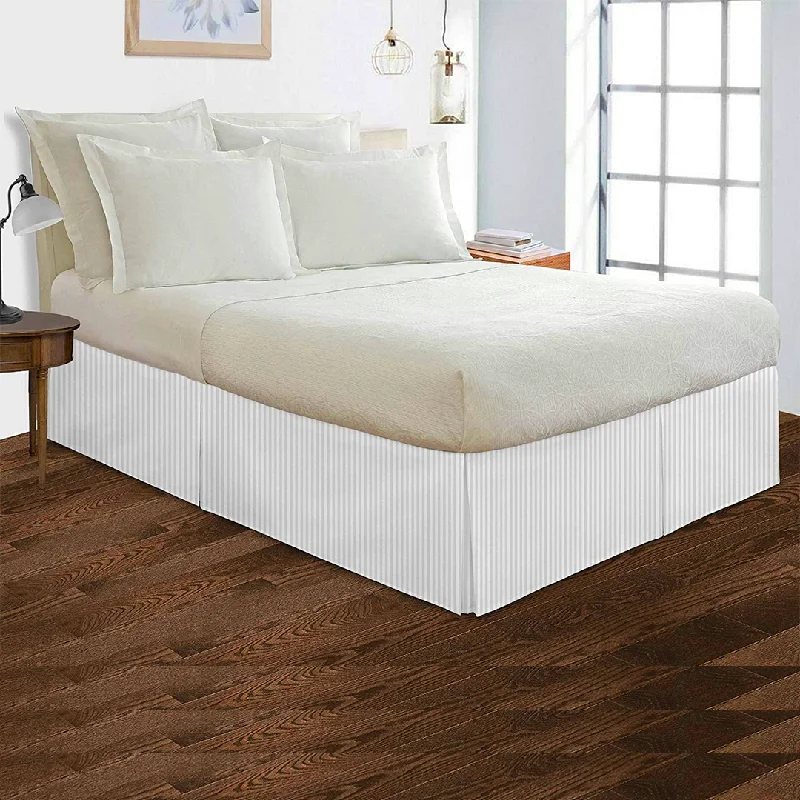 Bed skirts with a vintage - inspired patternWhite Stripe Bed Skirt (Comfy 300TC)