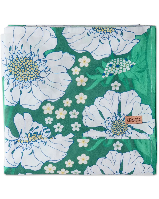 Hypoallergenic Silk Sheets for Sensitive SleepersTumbling Flowers Green Organic Cotton Flat Sheet