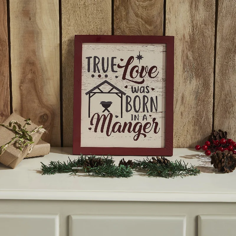 Bed skirts with a satin finish for a shiny appearanceTrue Love Was Born In A Manger Framed Wall Hanging Sign 12x10 Bed skirts with a satin finish for a shiny appearanceTrue Love Was Born In A Manger Framed Wall Hanging Sign 12x10