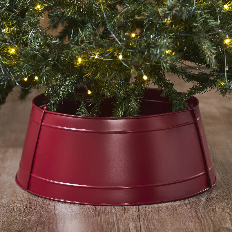 Bed skirts with a plaid pattern for a traditional styleChristmas Tree Collar Metal Burgundy 8x20x20