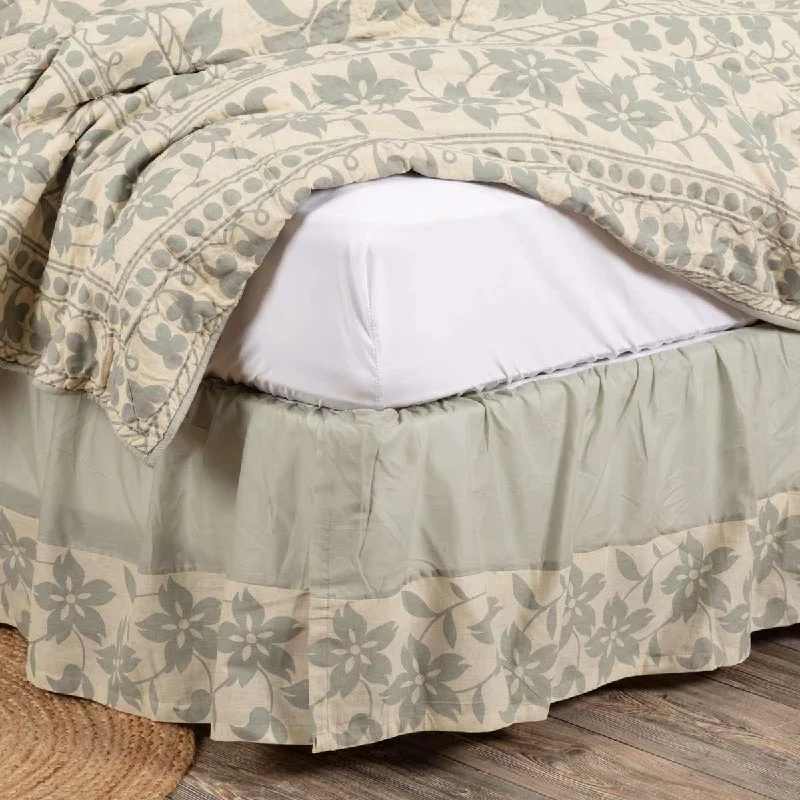 Full - size bed skirts with a gathered fabricBriar Sage King Bed Skirts VHC Brands