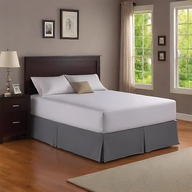 Bed skirts with a retro - style pattern14 Inches Drop Bed Skirt Dark Grey Egyptian Cotton 1000TC